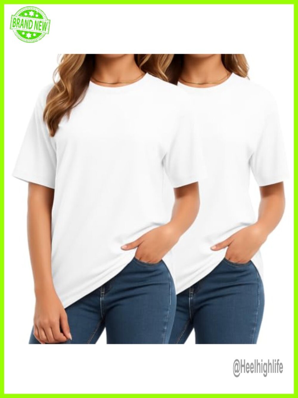 2-Pack Women's Combed Cotton Crew Neck T-Shirts Relaxed Fit